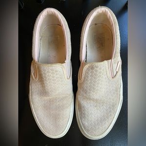 Vans Suede woven light pink slip-on’s W8.5